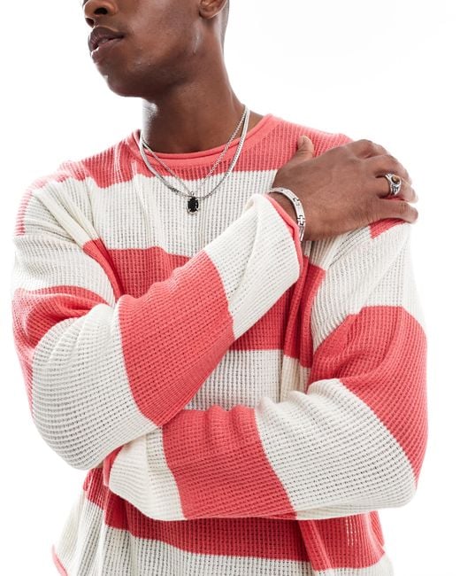 Cotton On Red Relaxed Long Sleeve Knit Jumper for men