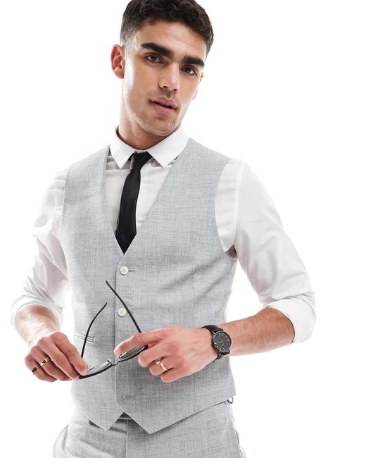 ASOS Gray Wedding Skinny Suit Waistcoat for men