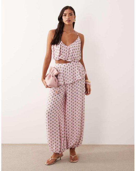 AFRM Pink Ailee Halter Neck Crop Top
