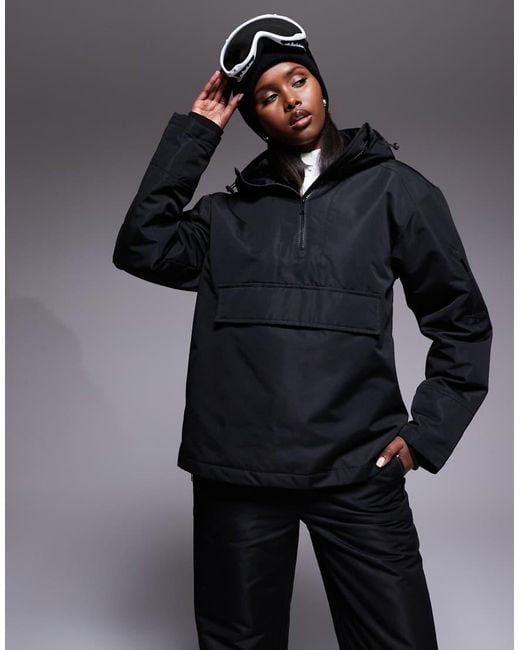 Threadbare Black Ski Over The Head Jacket With Hood