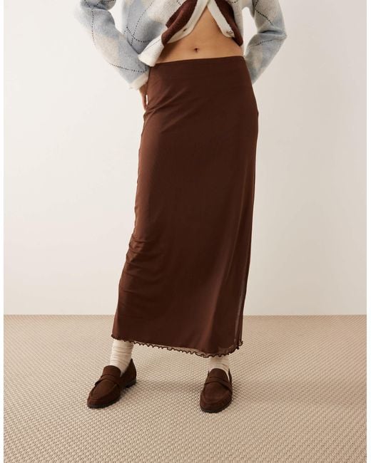 ASOS Natural Mesh Midi Skirt