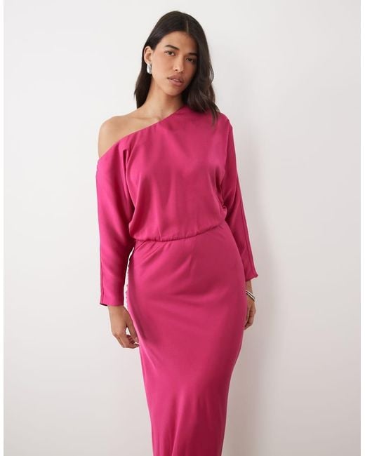 ASOS Pink Fallen Shoulder Maxi Dress