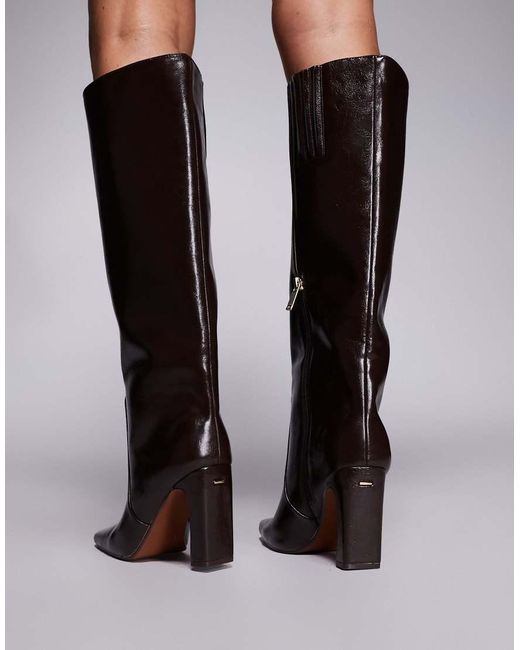 River Island Brown Chisel Toe High Leg Boots