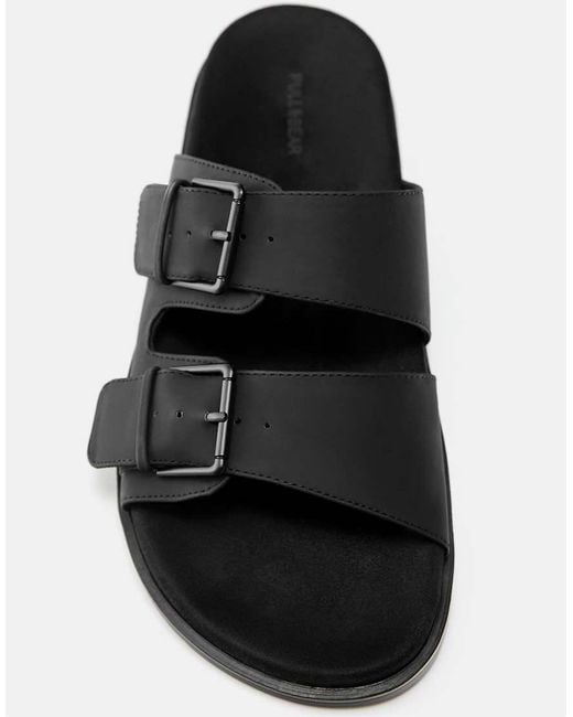 Pull&Bear White Buckle Strap Sandals for men
