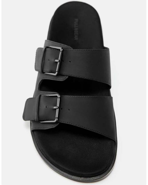 Pull&Bear White Buckle Strap Sandals for men