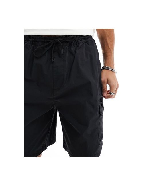 River Island Black Cargo Shorts for men