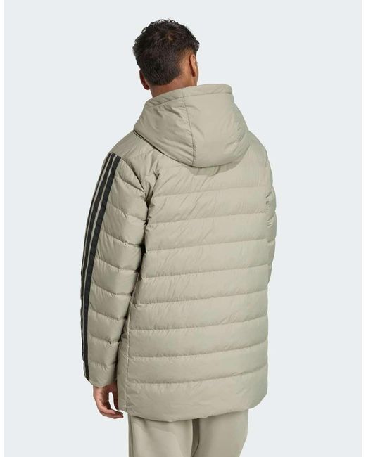Adidas Originals Natural Essentials Climawarm 3-Stripes Light Down Hooded Parka for men