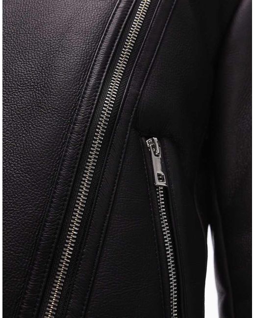 Giacca Stile Aviatore Effetto Montone Nera di Mango in Black