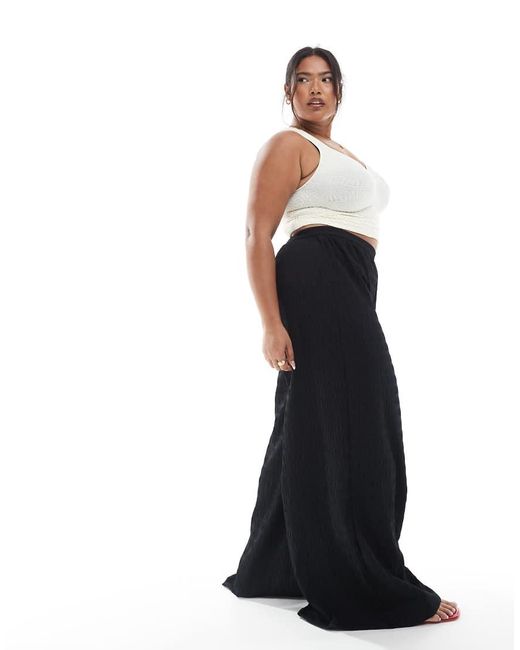 Pantalones Playeros Negros Texturizados Exclusivos De Esmée Curve Esmee Curve de color Black