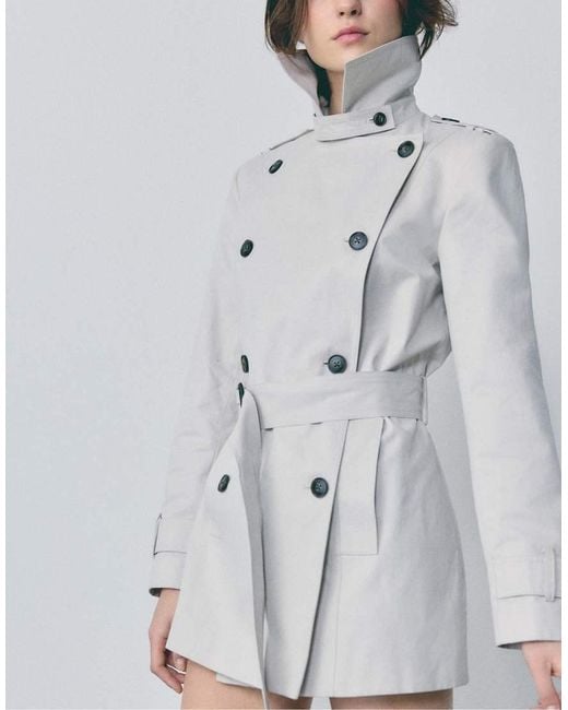 Stradivarius Gray Basic Short Trench Coat