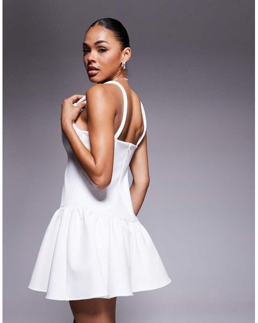 ASOS White Structured Wire Plunge Neckline Mini Dress