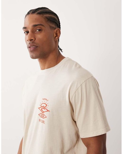 Rip Curl Natural Rip Curl Search Icon Print T-shirt for men