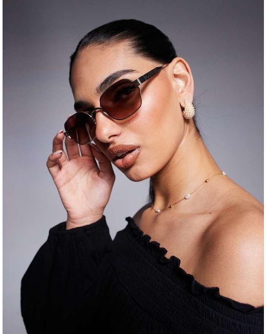 River Island Blue Retro Hexagon Sunglasses