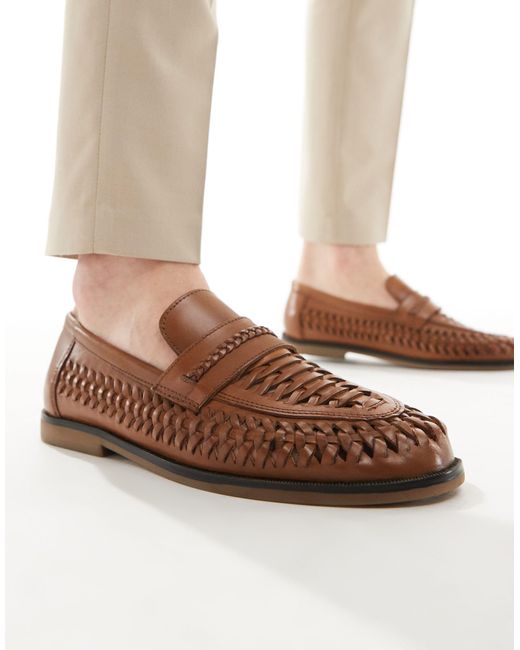 River Island Brown Woven Loafers for men