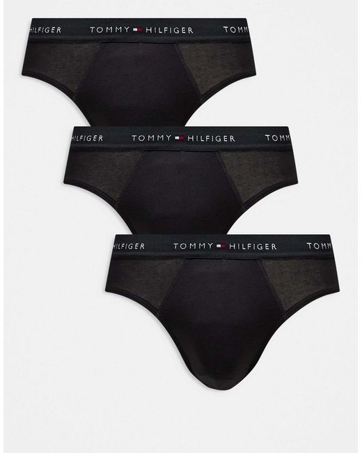 Tommy Hilfiger Black Signature Cotton Essentials 3 Pack Briefs for men