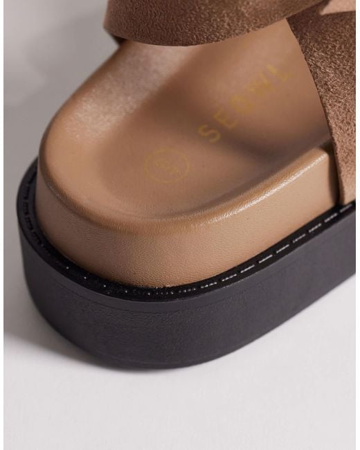 SEQWL Brown Strappy Flatform Sandals