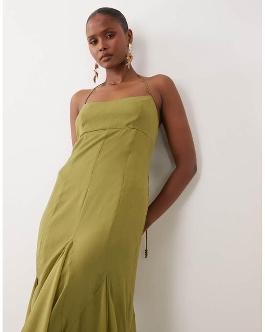 ASOS Green Maxi Dress With High-low Volume Hem