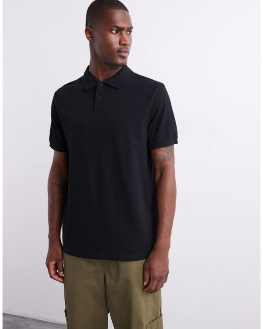 ASOS – basic-polohemd aus pikee in Blue für Herren