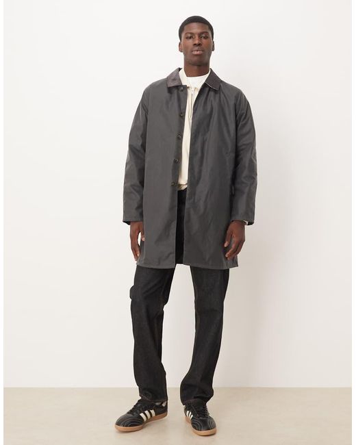 Barbour Gray Lorden Wax Mac for men