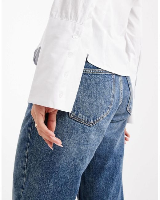 ASOS White – figurbetontes hemd mit breiten manschetten