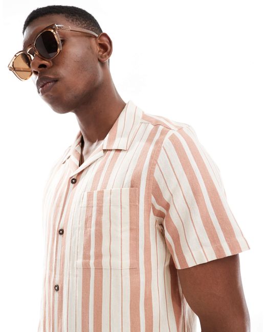 Chemise d'ensemble en lin mélangé rayé - taupe New Look pour homme en coloris Pink
