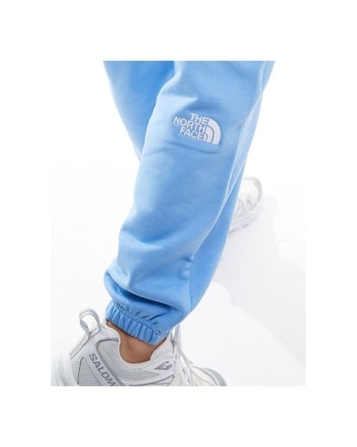 The North Face Blue – essential – oversize-jogginghose aus em fleece mit hohem bund, exklusiv bei asos