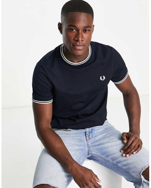 Fred Perry Blue Twin Tipped T-Shirt for men