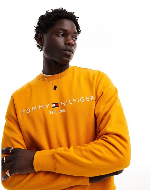 Tommy Hilfiger Orange Crew Neck Sweatshirt for men