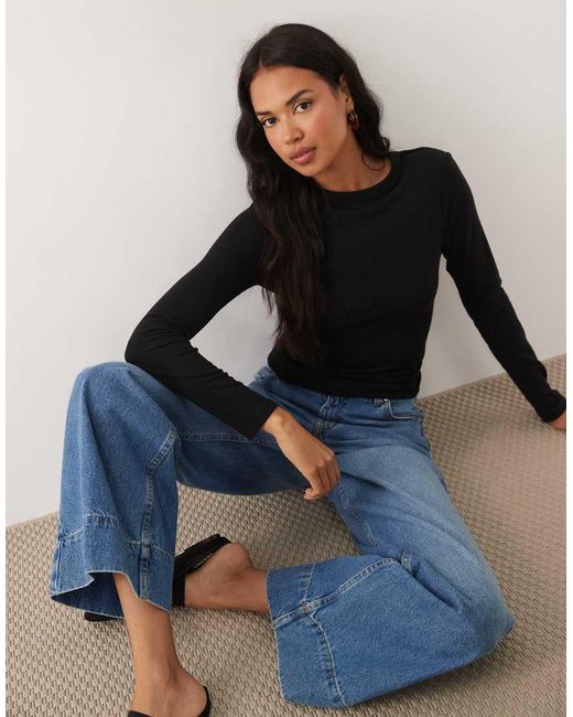 ASOS Blue Soft Long Sleeve Shrunken Tee
