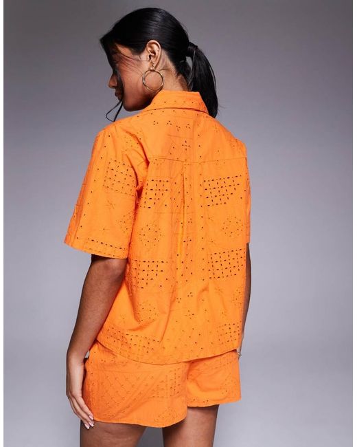 River Island Orange Broderie Shirt