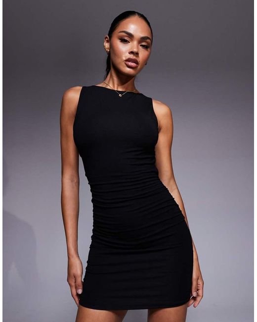 Oh Polly Black Open Back Stretch Mini Dress