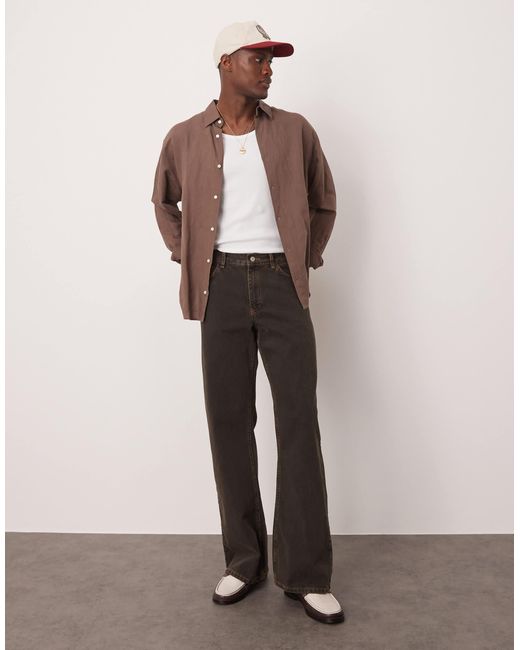 ASOS Natural Wide Flare Jeans for men