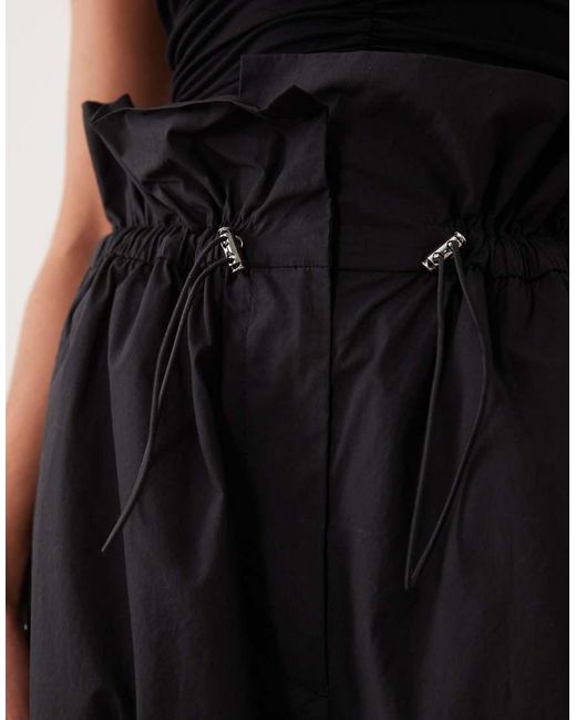 ARKET Black High Paper Bag Waist Cotton Trousers