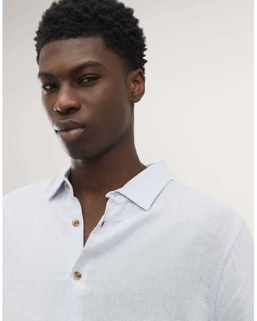 River Island White Regular Fit Linen Blend Shirt for men