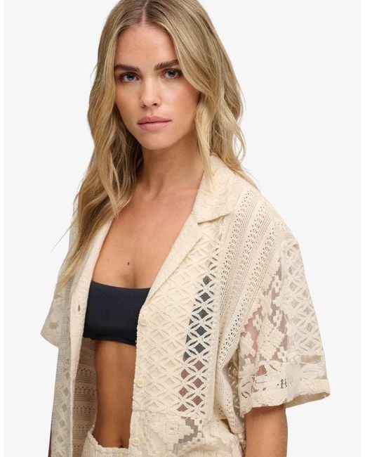 Superdry Natural Lace Patchwork Beach Resort Shirt