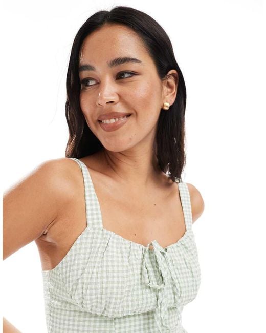 New Look White Gingham Mini Dress