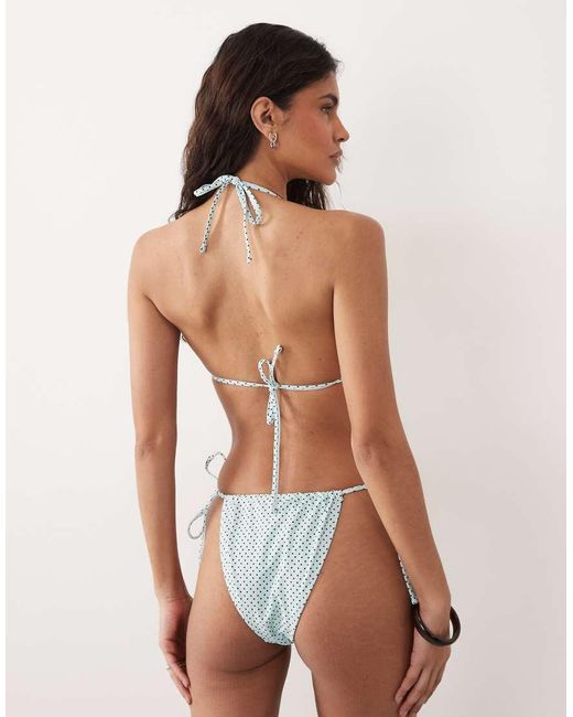 The Frolic Blue Exclusive Frill Edge Bead Detail Triangle Bikini Top
