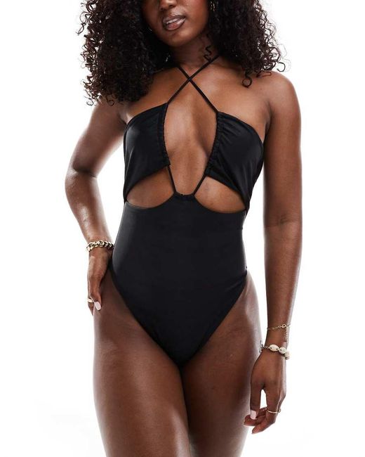 The Frolic Black Bay Cut-out Cross Front Swimsuit