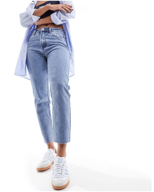 Emily - jeans dritti lavaggio chiaro a vita alta di ONLY in Blue
