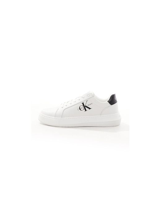 Calvin Klein Gray Cupsole Lace Up Monogram Logo Sneakers for men
