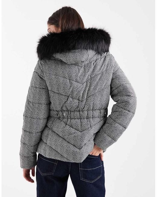 New Look Blue Printed Ski Puffer Jacket