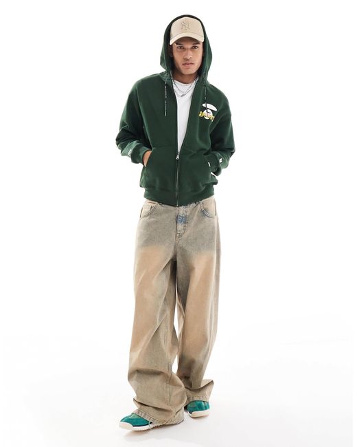 Aape By A Bathing Ape Green Aape By A Bathing Ape Basic Logo Zip Up Hoodie for men