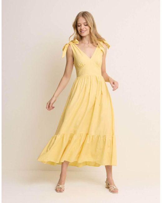 Nobody's Child Yellow Tiered Coen Midi Dress