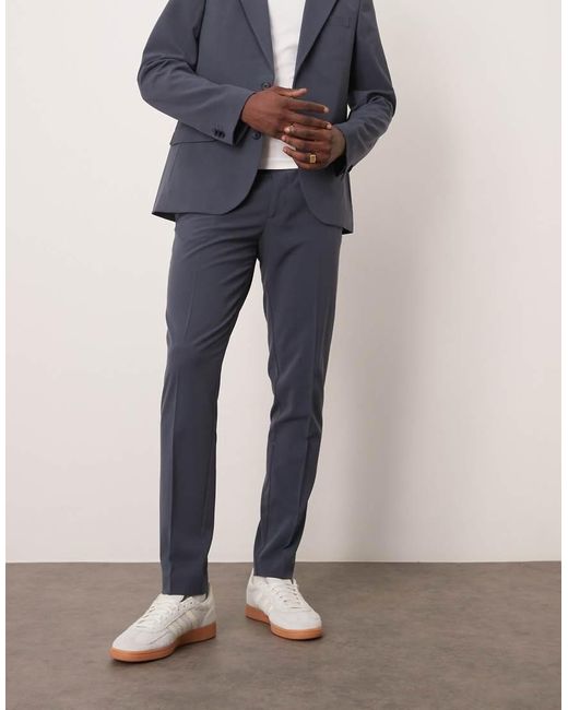 ASOS Blue Four Way Stretch Skinny Fit Suit Trousers for men
