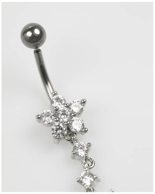 Lovisa White Titanium Cubic Zirconia Flower Triple Belly Piercing