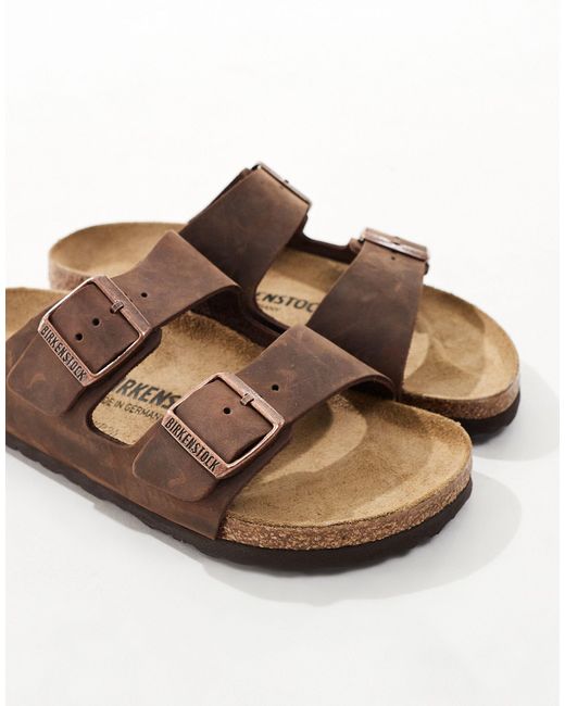 Arizona - sandales en cuir effet huilé - habana Birkenstock en coloris Brown