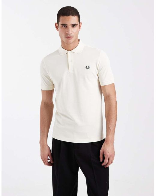 Fred Perry White Logo Polo Shirt for men