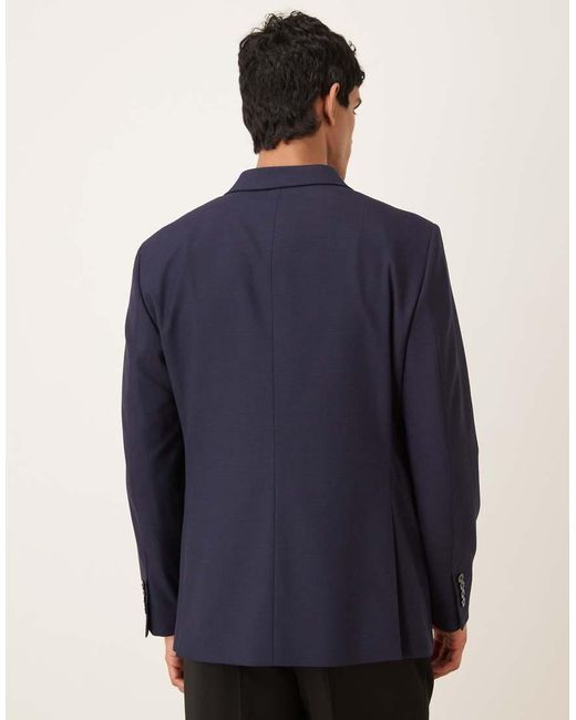 Mango Blue Milan Slim Fit Checked Tailored Blazer for men