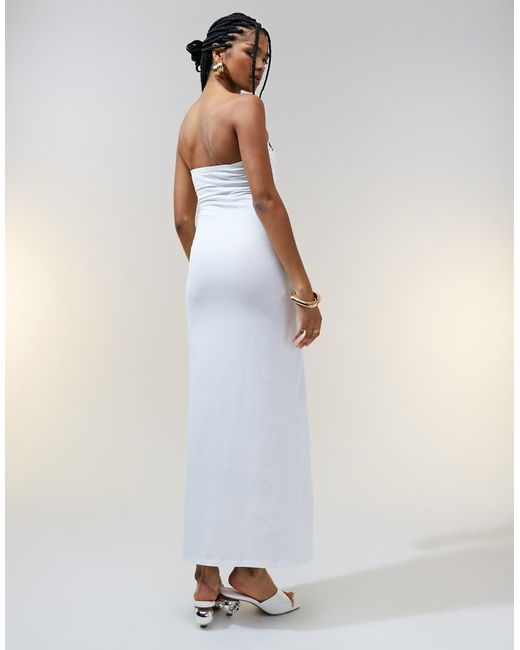 ASOS Natural Bandeau With Twist Bust Detail Midaxi Dress