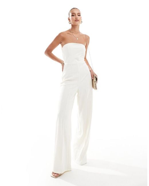 River Island White Wide Leg Bandeau Jumpsuit